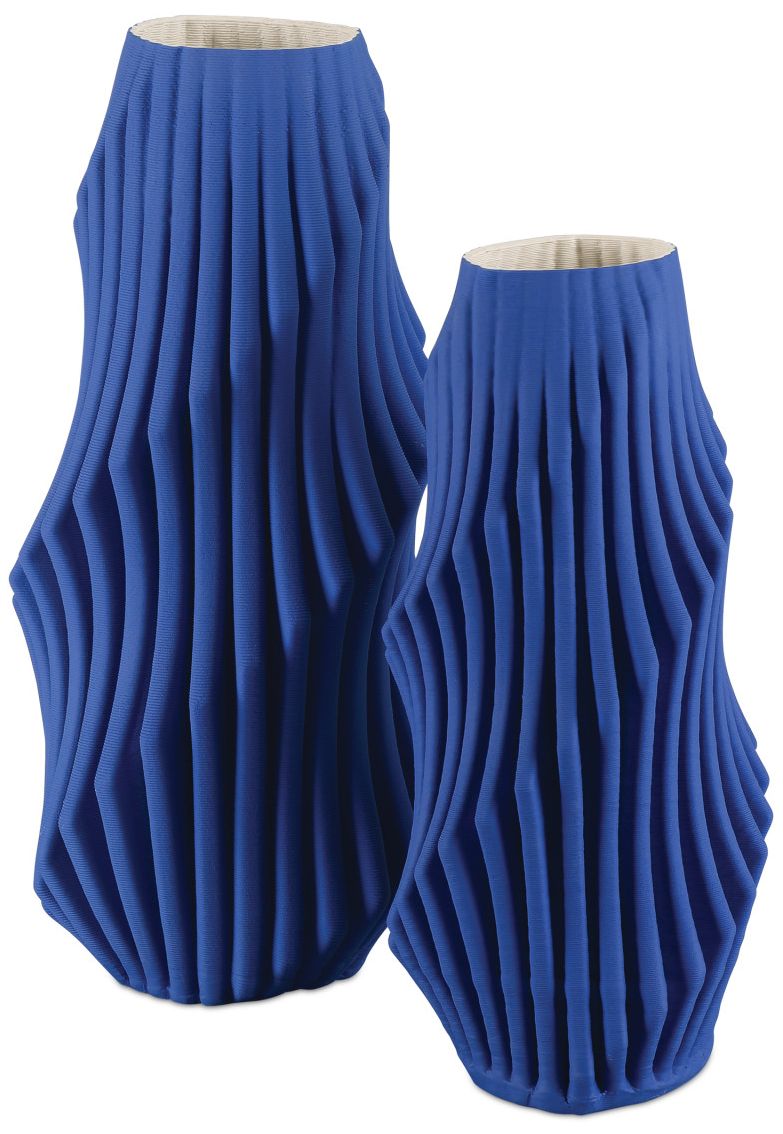 Image 4 Currey & Company 13.75" Blue Pleat Vase more views