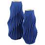 4_Currey & Company 13.75" Blue Pleat Vase more views