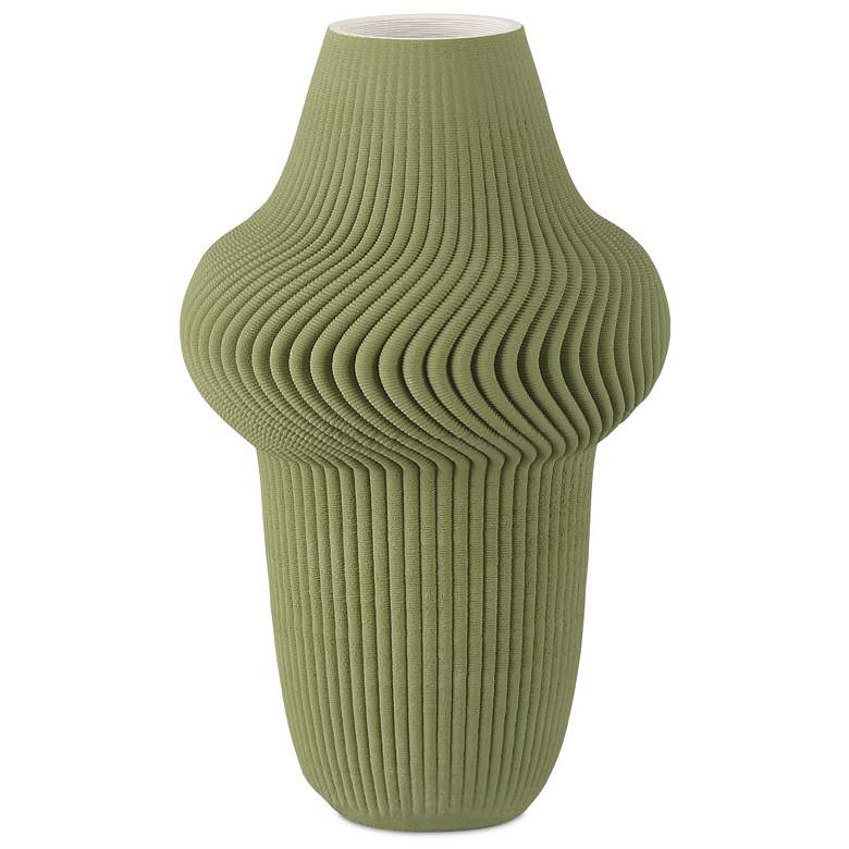 Image 1 Currey & Company 14.25" Green Plisse Vase
