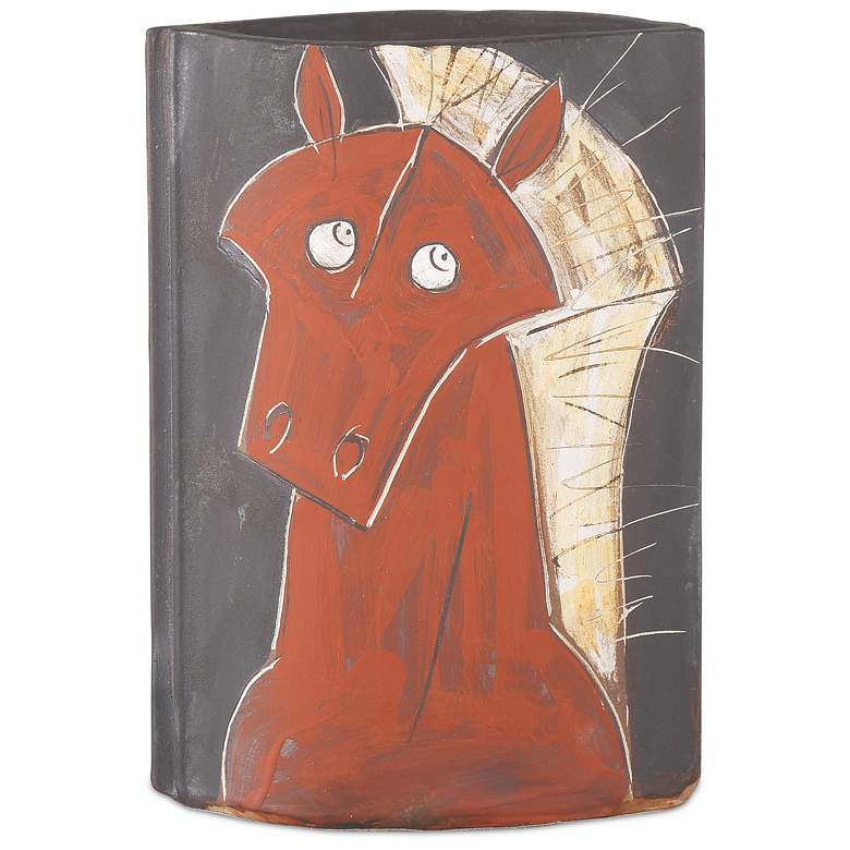 Image 1 Currey & Company 14" Artistic Horse Vase