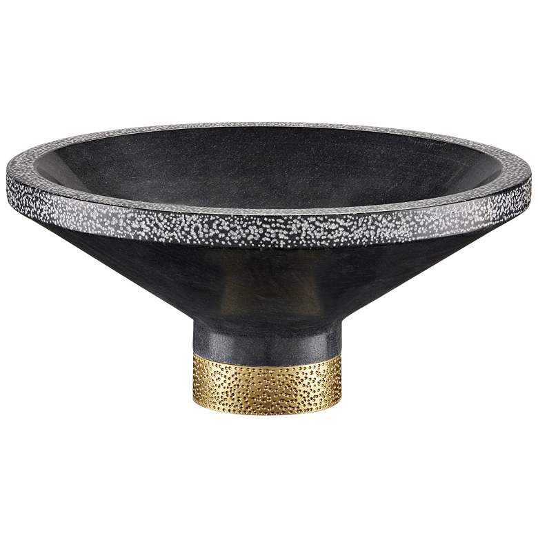Image 1 Currey & Company 14" Vincent Black Marble Bowl