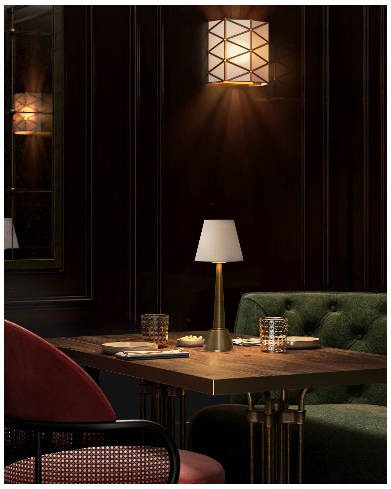 Image 7 Currey & Company 15.0" Saunter Brass Cordless Rechargeable Table L more views