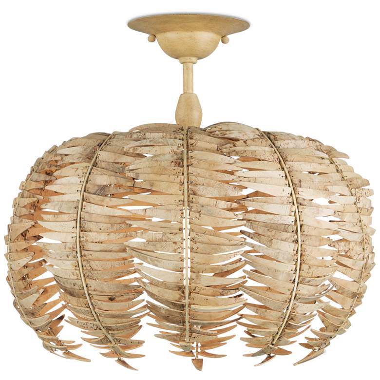 Image 1 Currey & Company 15.75" Tiptur Coco Shell Semi-Flush Mount