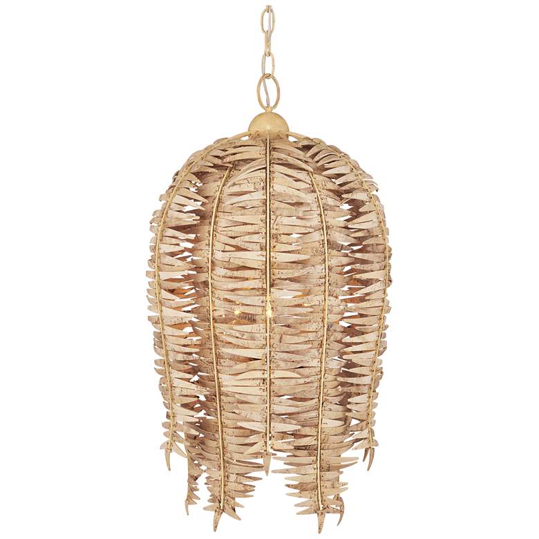 Image 1 Currey & Company 16.5" Tiptur 3-Light Coco Shell Pendant