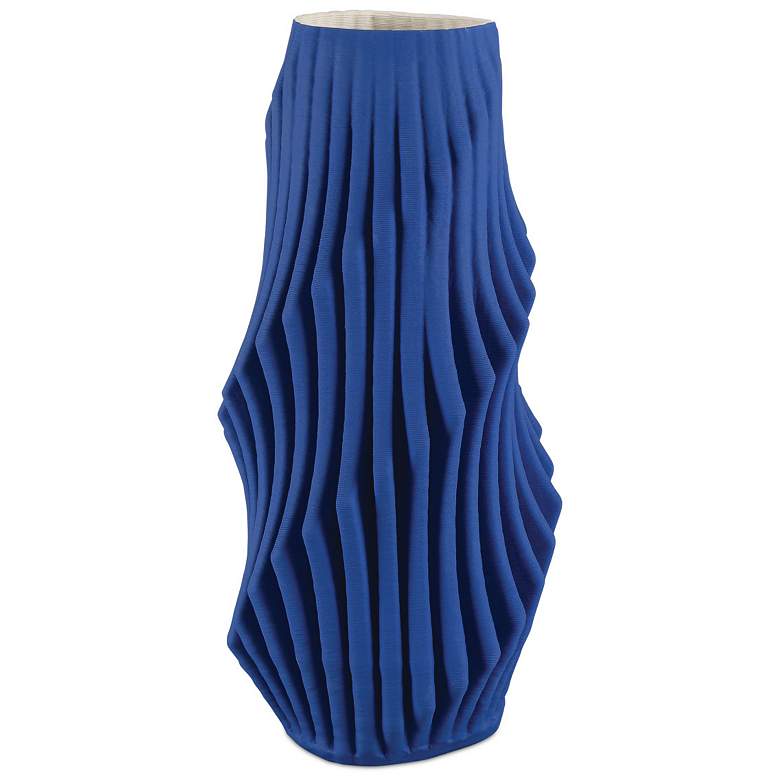 Image 1 Currey & Company 16.75" Blue Pleat Vase