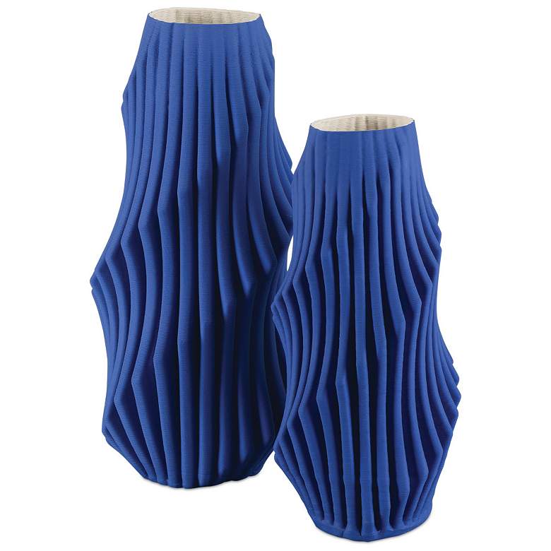 Image 4 Currey & Company 16.75" Blue Pleat Vase more views