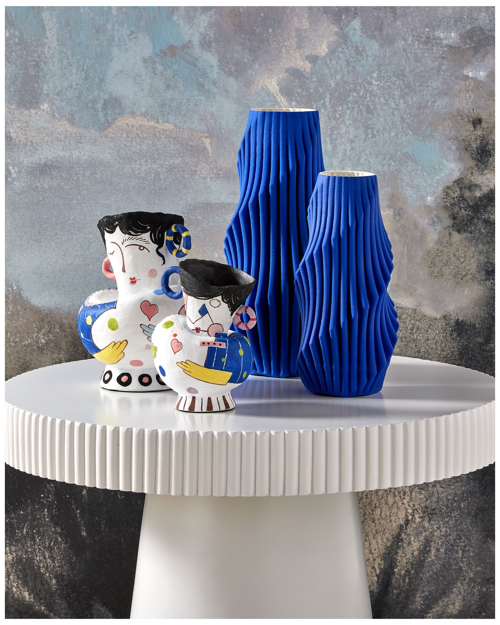 Image 5 Currey & Company 16.75" Blue Pleat Vase more views