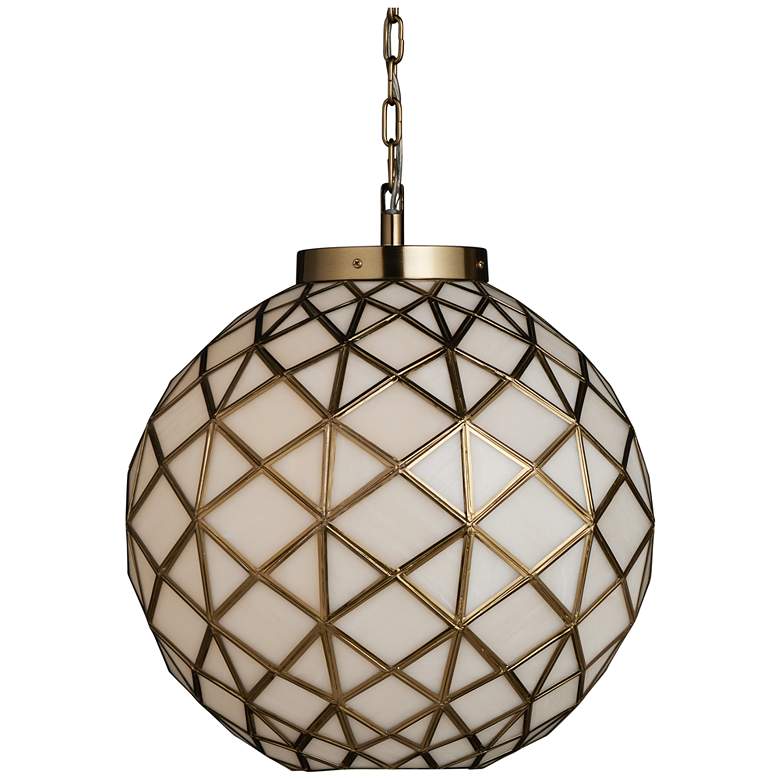 Image 1 Currey & Company 16" Polyhedron 1-Light Glass Pendant
