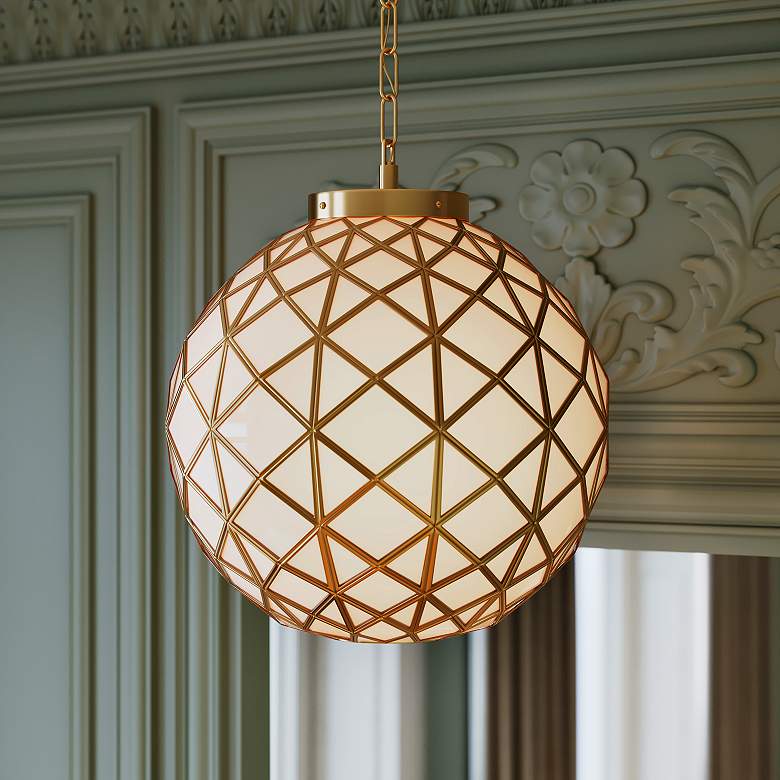 Image 6 Currey & Company 16" Polyhedron 1-Light Glass Pendant more views