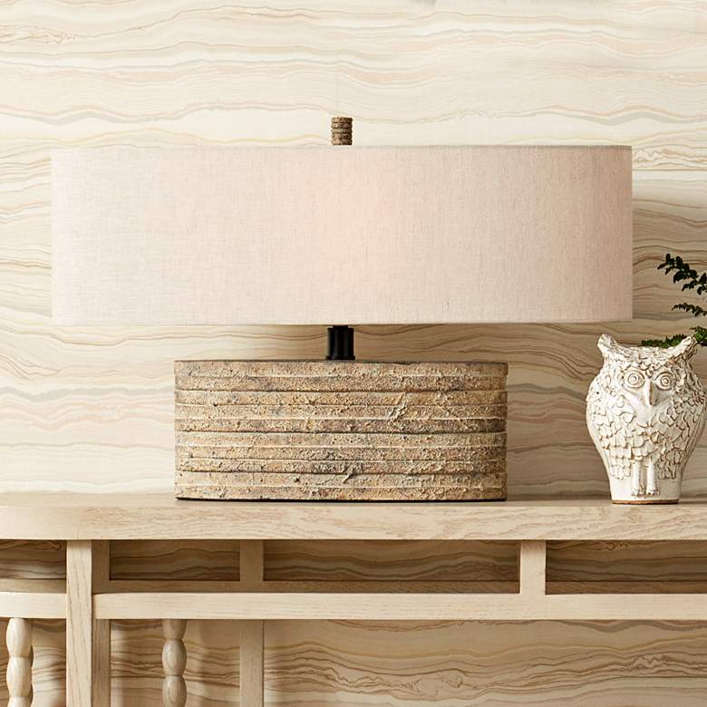 Image 1 Currey & Company 18.5" Innkeeper Rustic Oval Table Lamp