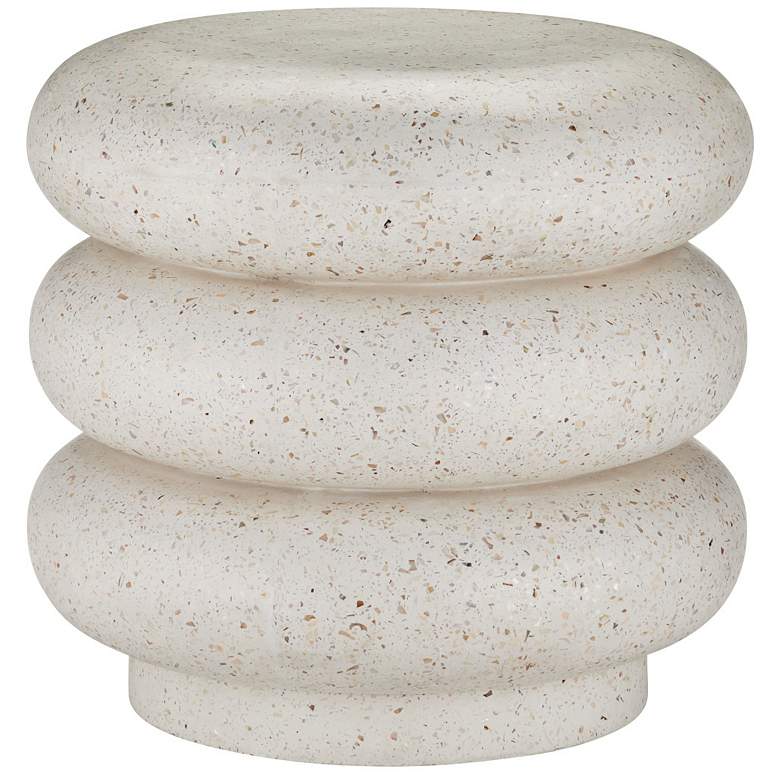 Image 1 Currey & Company 18.75" Cusani Ivory Terrazzo Indoor/Outdoor Stool