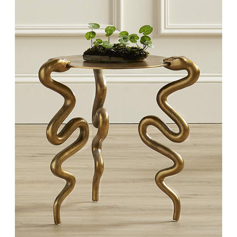 Image 1 Currey and Company 18" Wide Serpent Accent Table