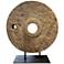 Currey & Company 19.75" Stone Wheel on Stand Sculpture