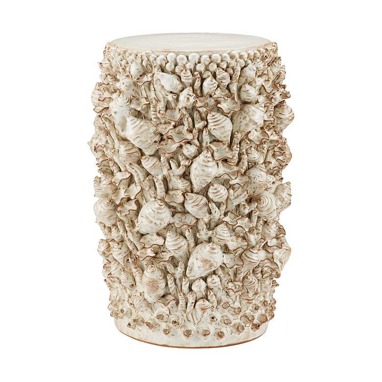 Image 1 Currey & Company 19" Ceramic Corfu Ivory Accent Table