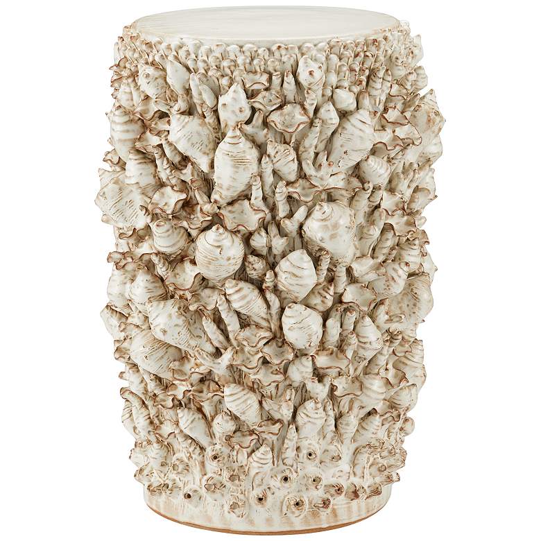 Image 5 Currey & Company 19" Ceramic Corfu Ivory Accent Table more views
