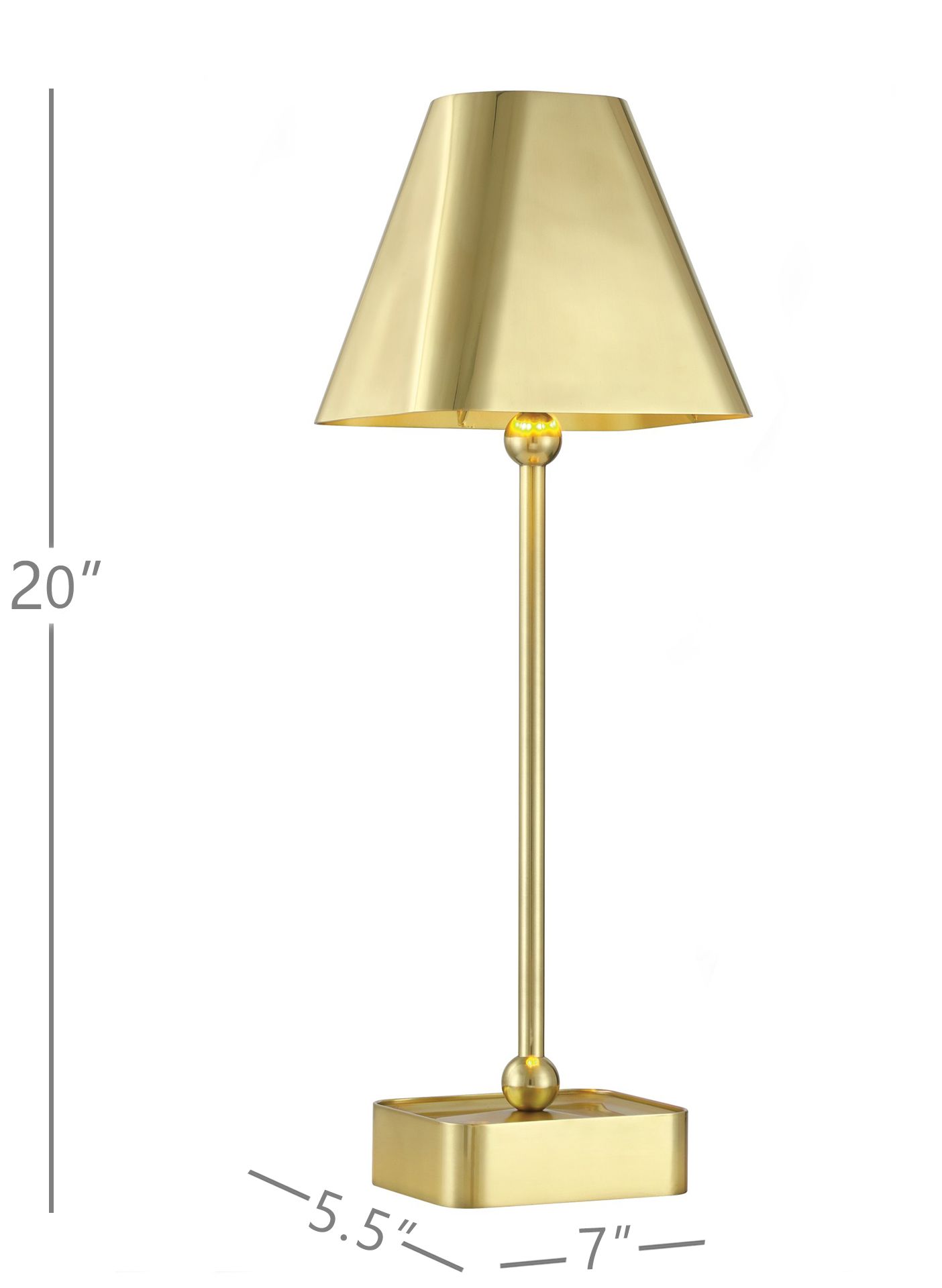 Currey &amp; Company 20.0" Gadabout Brass Cordless Rechargeable Table 