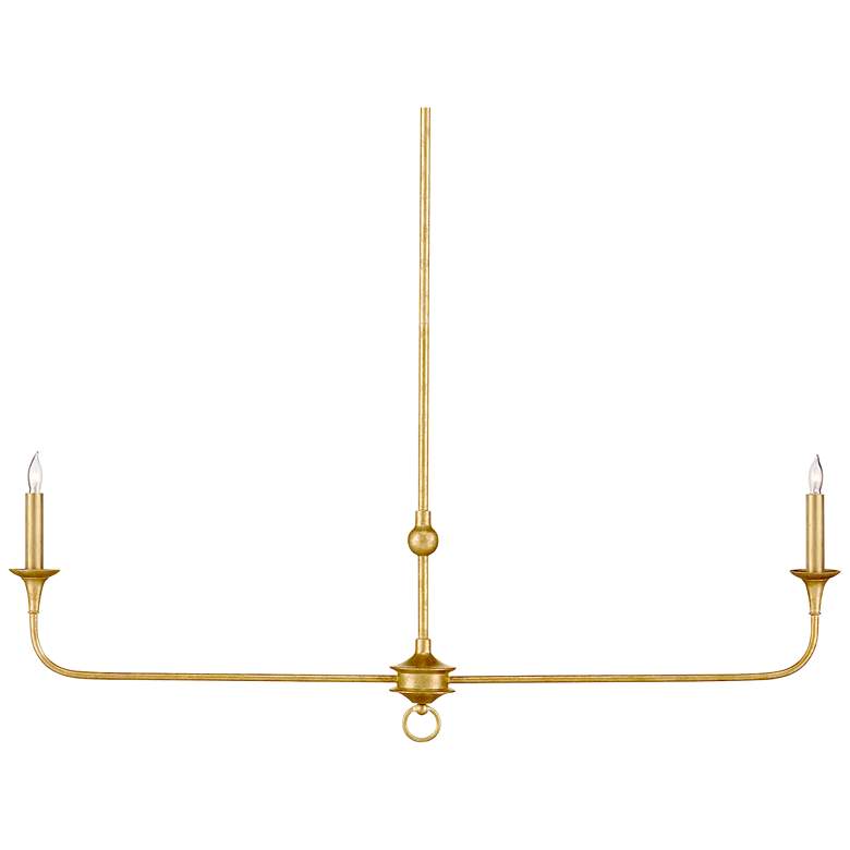 Image 1 Currey & Company 20.25" Nottaway Linear Gold 2-Light Iron Chandeli