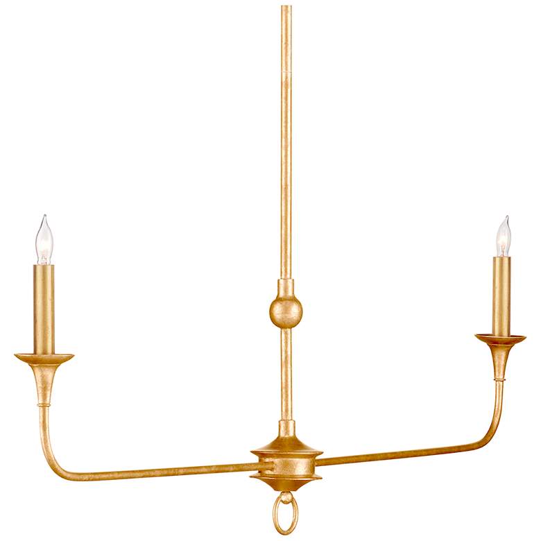 Image 4 Currey & Company 20.25" Nottaway Linear Gold 2-Light Iron Chandeli more views