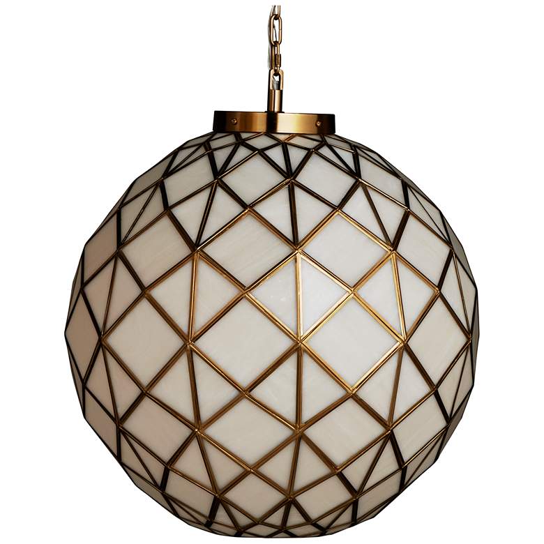 Image 1 Currey & Company 20.5" Polyhedron 1-Light Glass Pendant