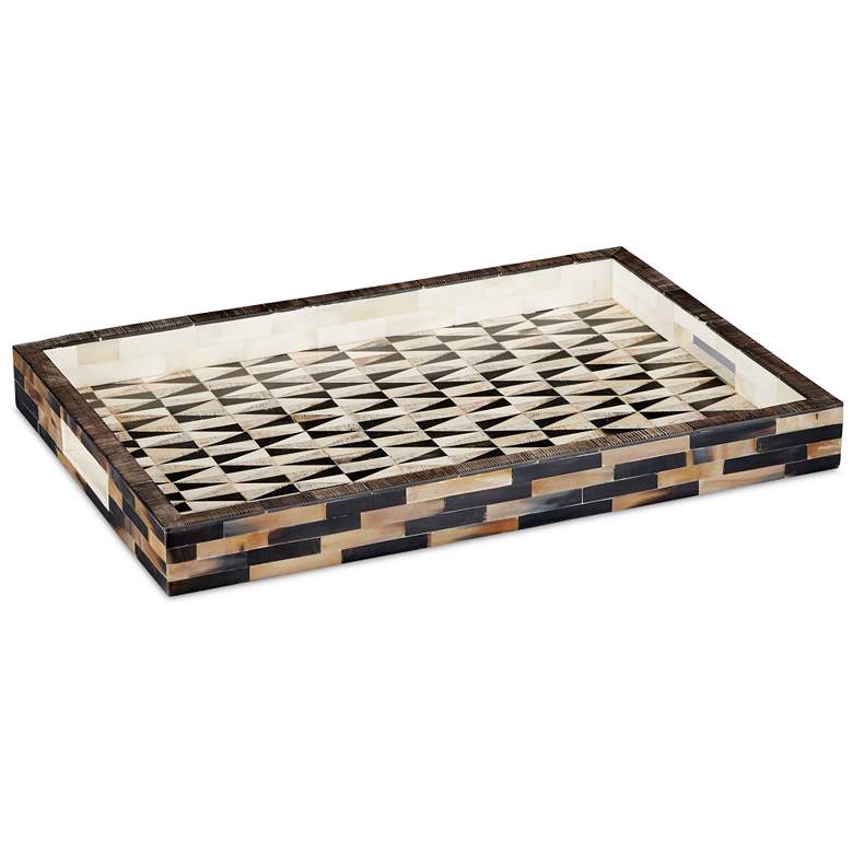 Image 1 Currey & Company 20" Aldo Horn and Bone Tray