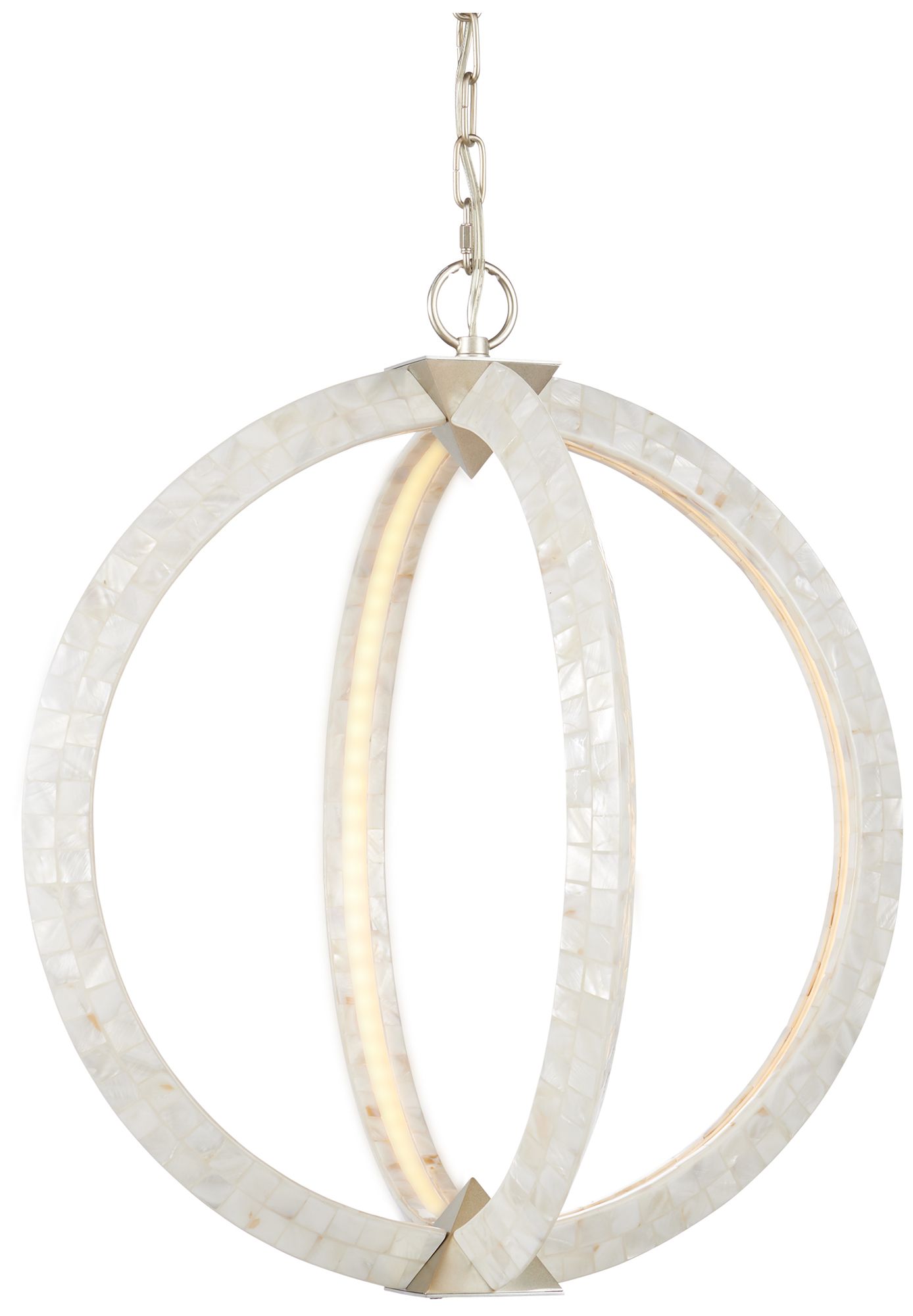 Image 5 Currey & Company 20" Arietta White Orb 4-Light Mother of Pearl Cha more views