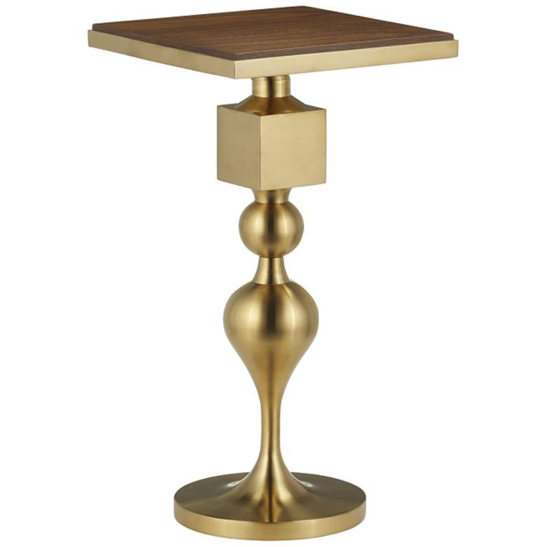 Image 1 Currey & Company 20" Burshed Brass Maeve Accent Table