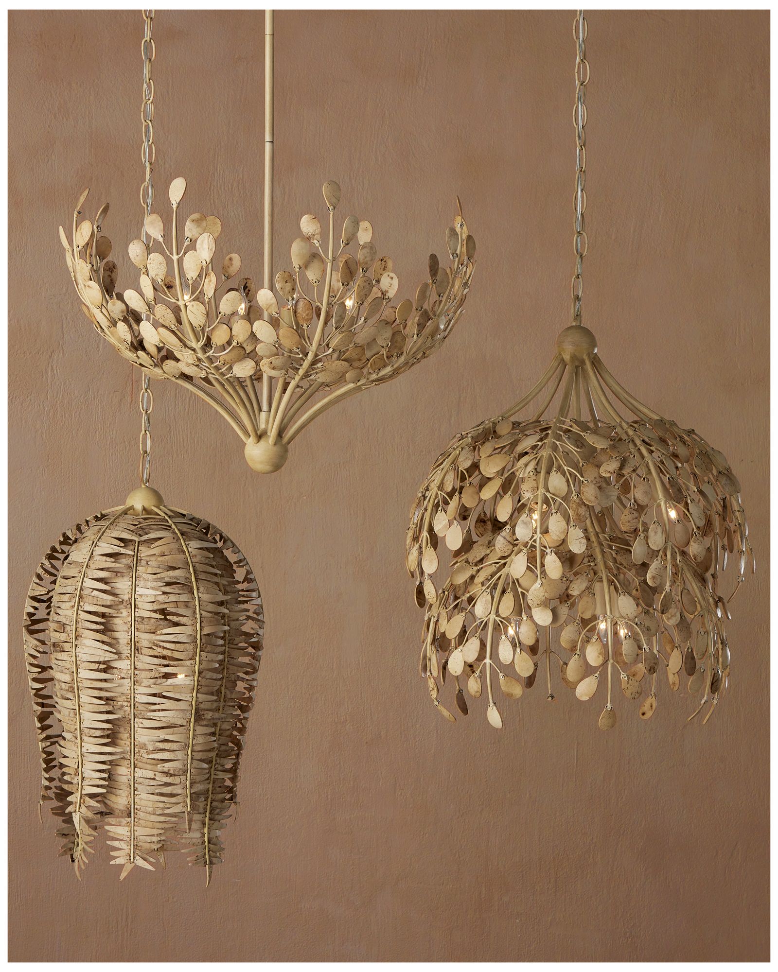 Image 5 Currey & Company 20" Maypan 6-Light Coco Shell Pendant more views