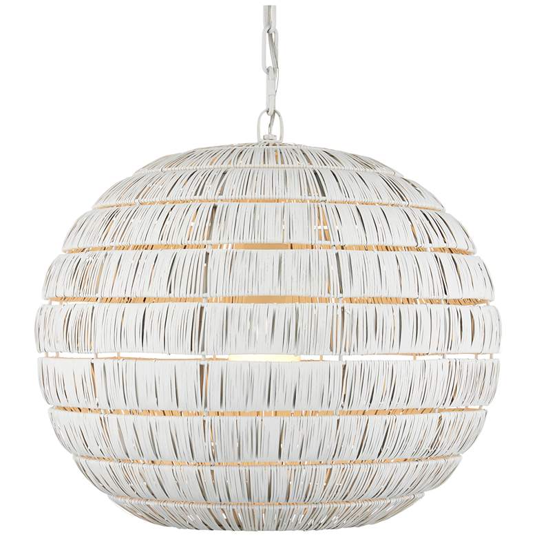 Image 1 Currey & Company 20" Panopolis White 1-Light Iron Pendant