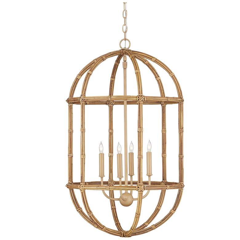 Image 1 Currey & Company 21.25" Charrette 4-Light Rattan Lantern