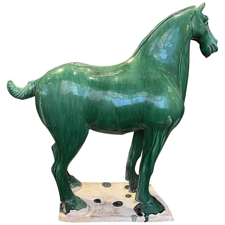 Image 1 Currey & Company 21.5" Tang Dynasty Large Green Horse