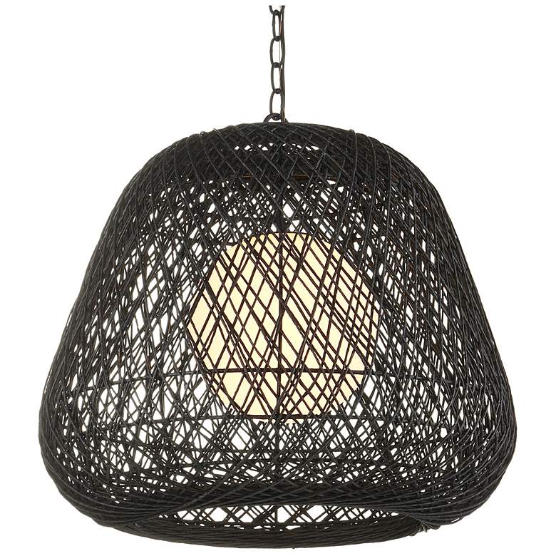 Image 4 Currey & Company 21.75" Osbert Black 1-Light Twine Pendant more views