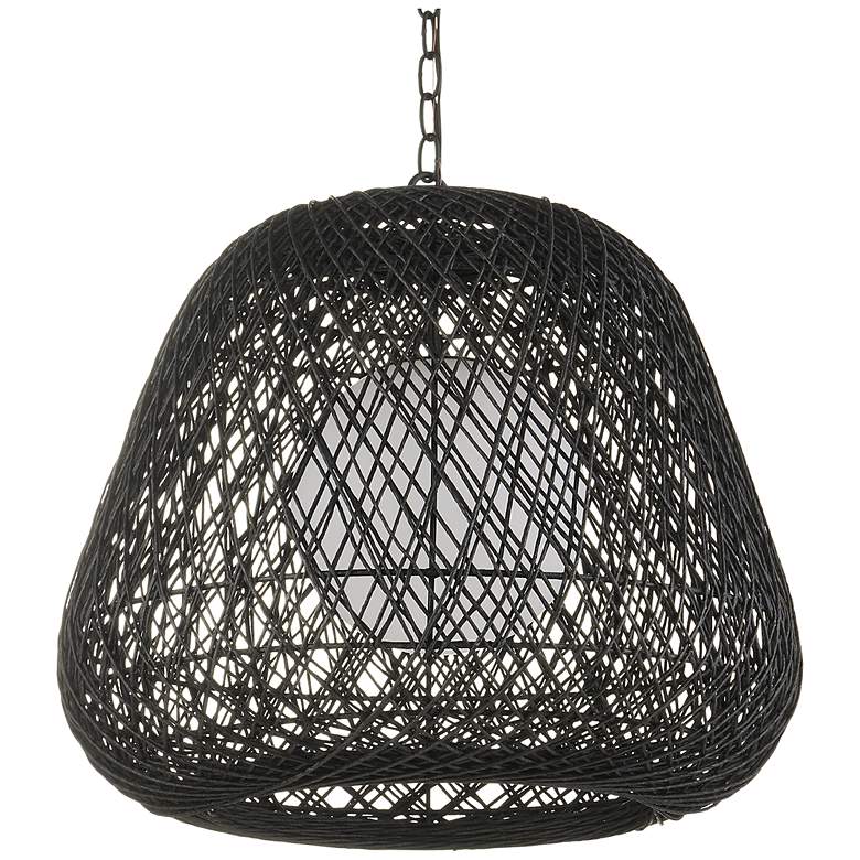 Image 6 Currey & Company 21.75" Osbert Black 1-Light Twine Pendant more views