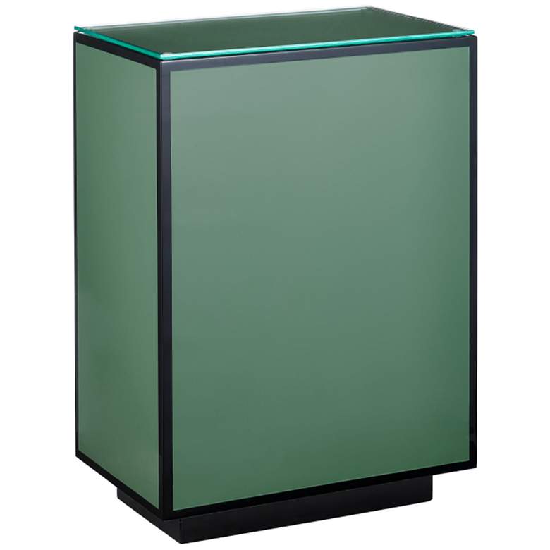 Image 1 Currey & Company 22.25" Glass Green Lacquer Side Table