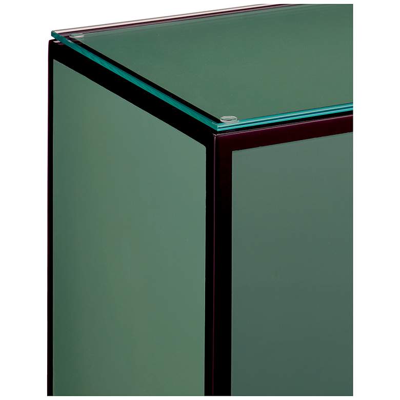 Image 2 Currey & Company 22.25" Glass Green Lacquer Side Table more views