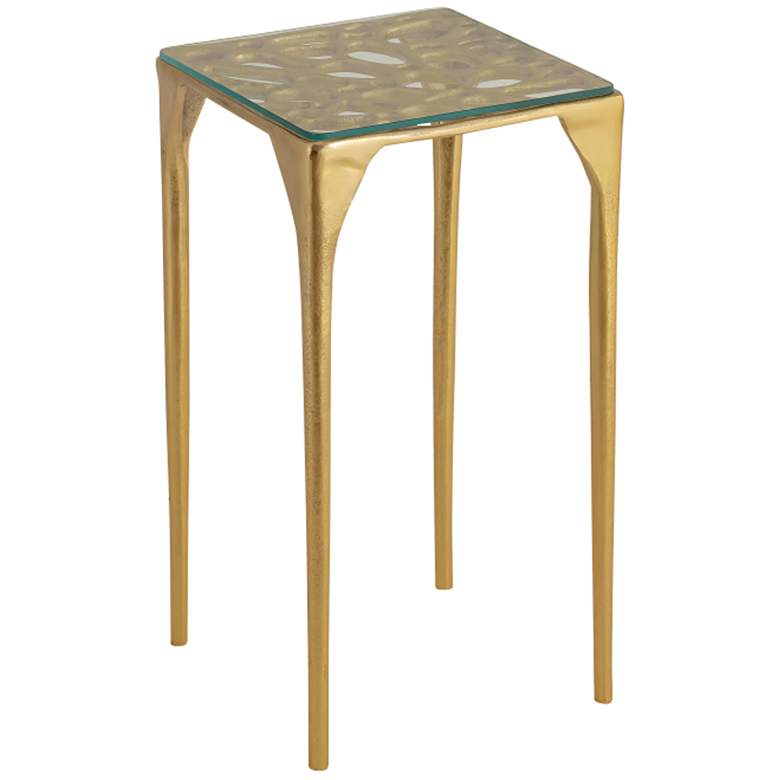 Image 1 Currey & Company 22.5" Cast Aluminum Honeycomb Drinks Table