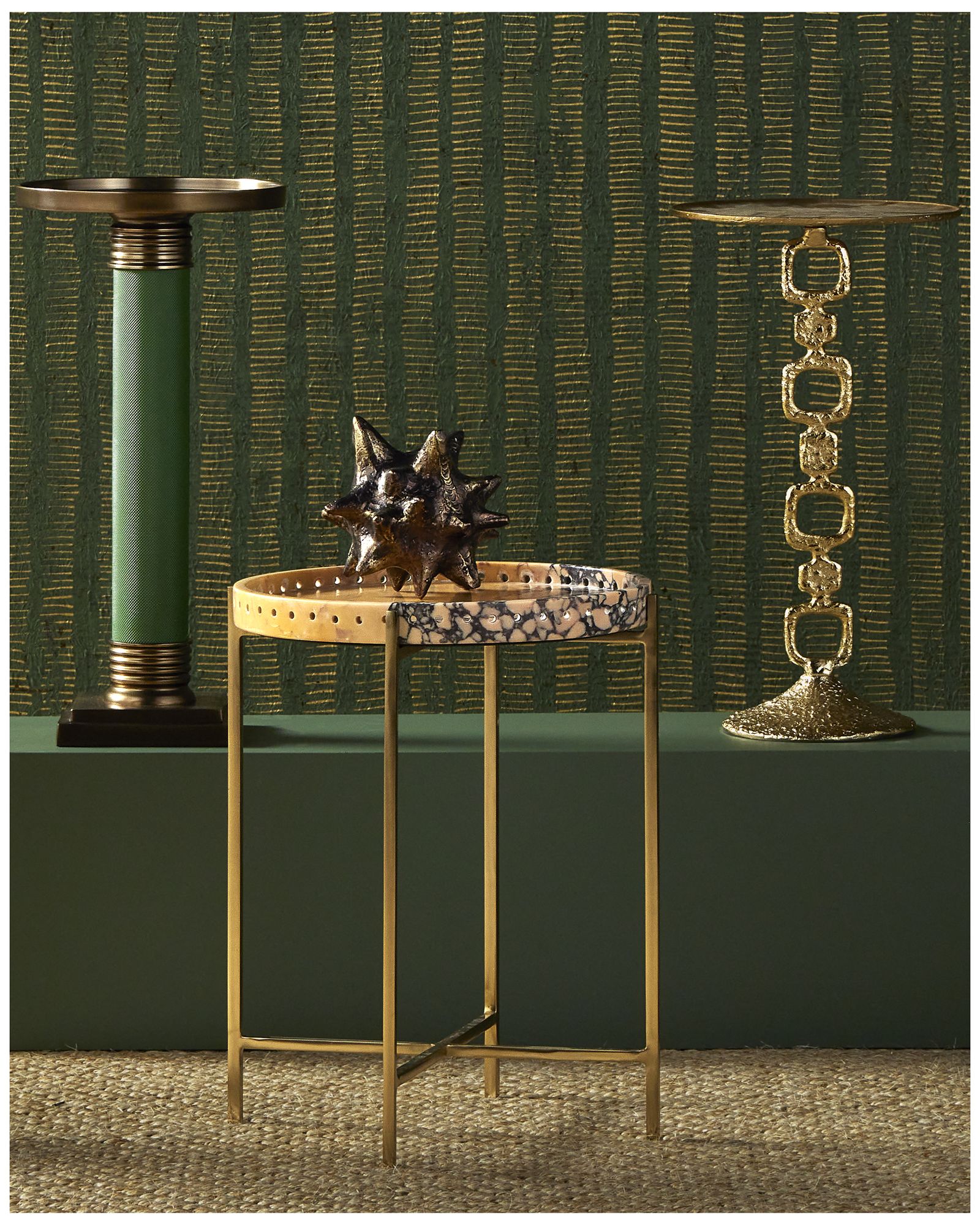 Image 5 Currey & Company 22.75" Cast Aluminum Gavin Green Accent Table more views