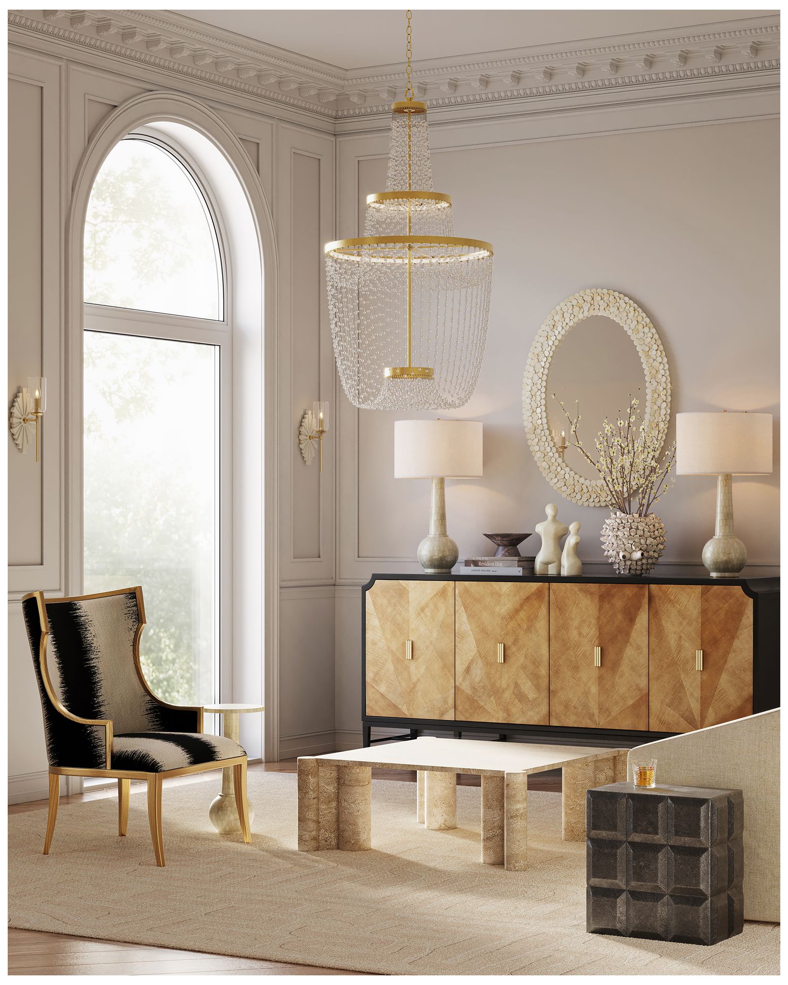 Currey & Company 22" Bone Osa Drinks Table