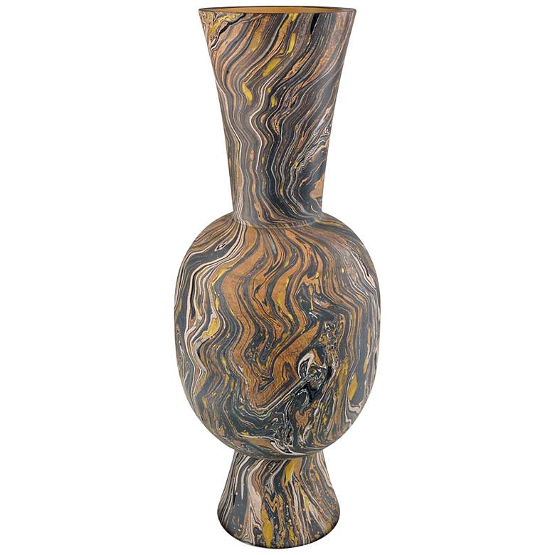 Image 1 Currey & Company 22" Brown Marbleized Tall Vase