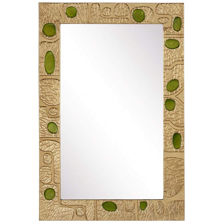 Image 1 Currey & Company 23.75" Beau Monde Gold & Green Enamel Mirror