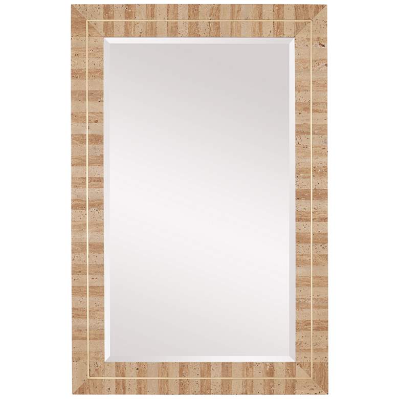 Image 1 Currey & Company 23.75" Dezi Rectangular Travertine Mirror