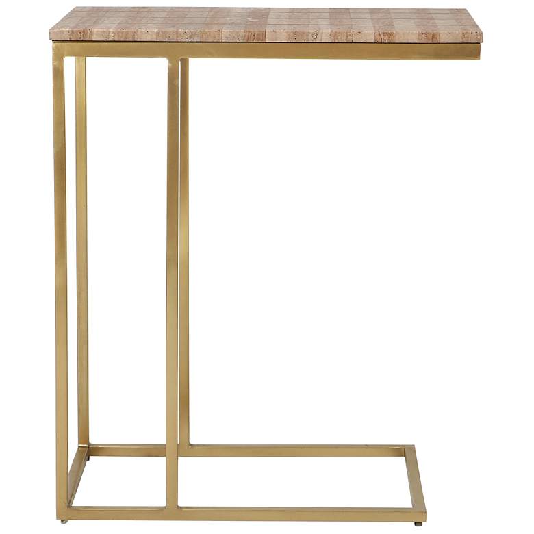 Image 4 Currey & Company 24.25" Dezi Travertine C Table more views