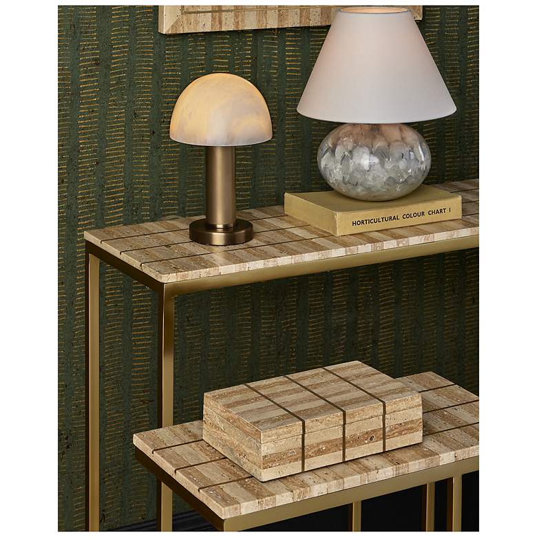 Image 6 Currey & Company 24.25" Dezi Travertine C Table more views