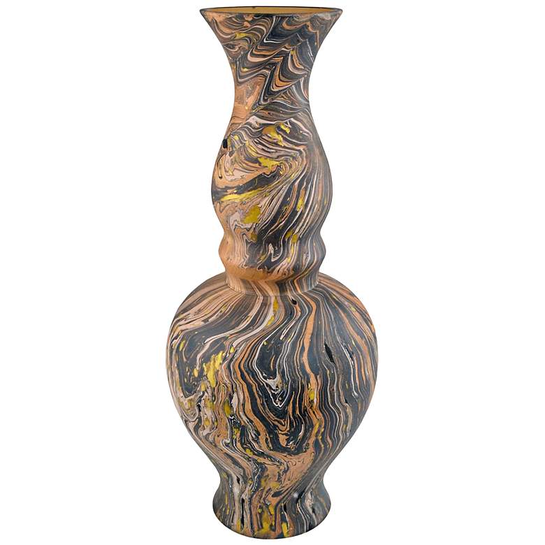 Image 1 Currey & Company 24" Brown Marbleized Double Gourd Vase