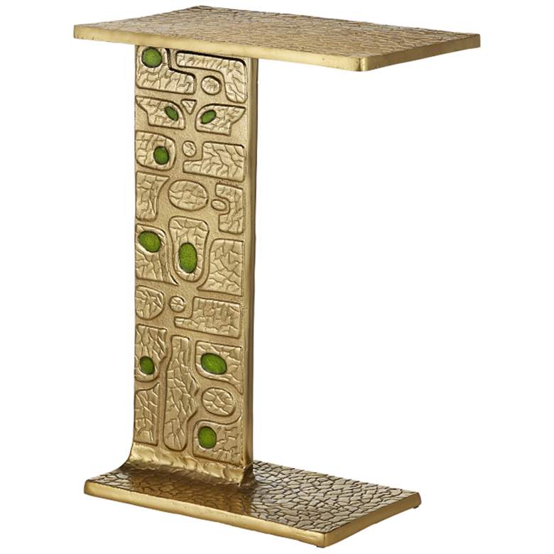 Image 1 Currey & Company 24" Enamel Beau Monde Gold & Green C Table