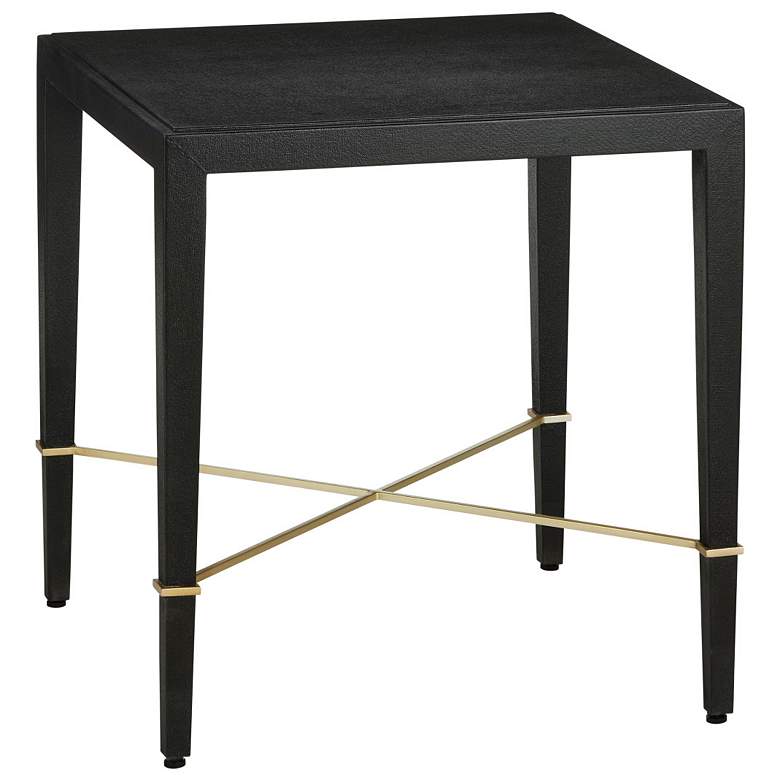 Image 1 Currey & Company 24" Verona Black Linen End Table