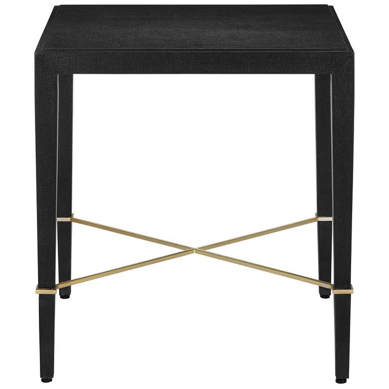 Image 4 Currey & Company 24" Verona Black Linen End Table more views