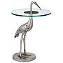1_Currey & Company 25" Cast Aluminum Crane Silver Accent Table