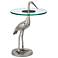 Currey & Company 25" Cast Aluminum Crane Silver Accent Table