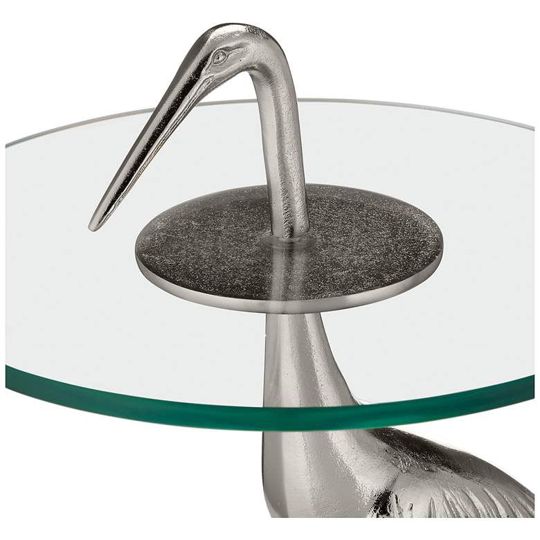 Image 2 Currey & Company 25" Cast Aluminum Crane Silver Accent Table more views