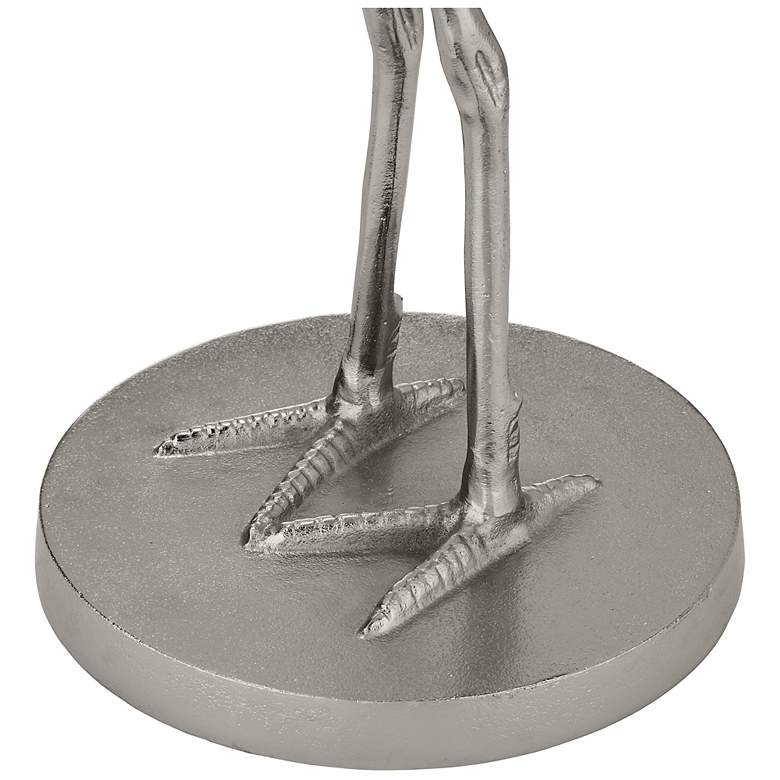 Image 3 Currey & Company 25" Cast Aluminum Crane Silver Accent Table more views